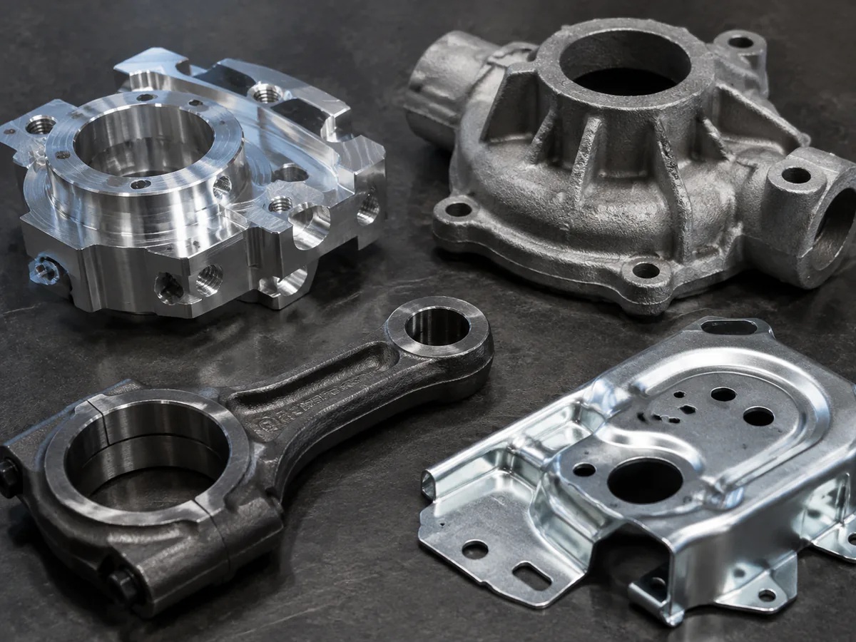 Custom-manufactured components with a technical drawing and measurement tools