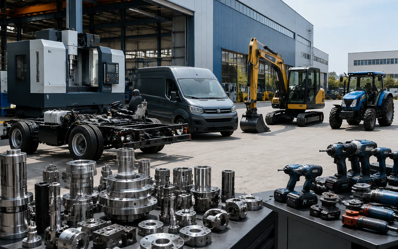 Manufactured products and equipment categories sourced from China, including components, vehicles, machinery and tools